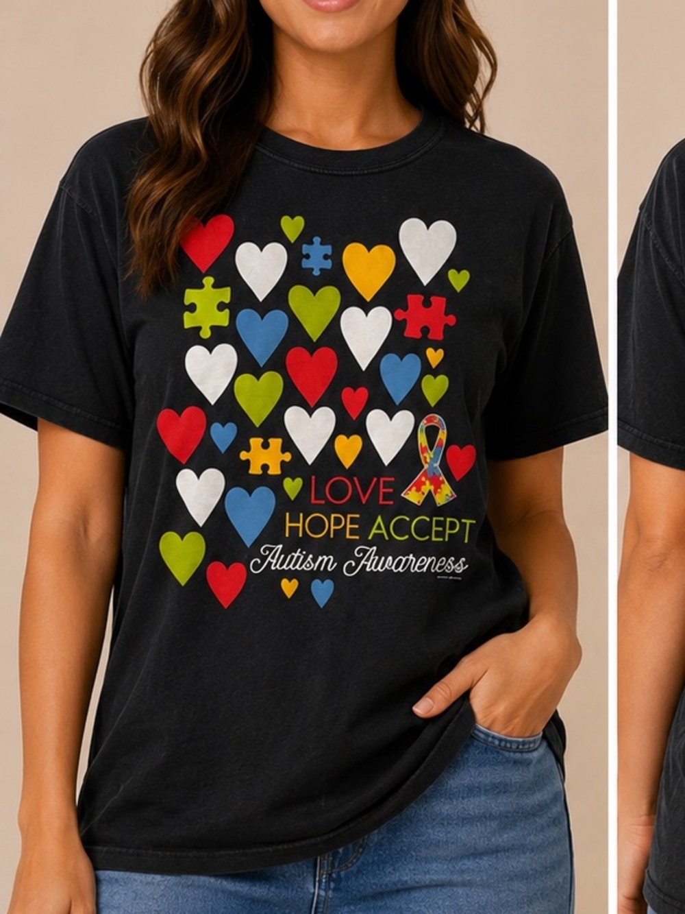 Gildan navy blue Autism Awareness Heart & Puzzle Short Sleeve Tee